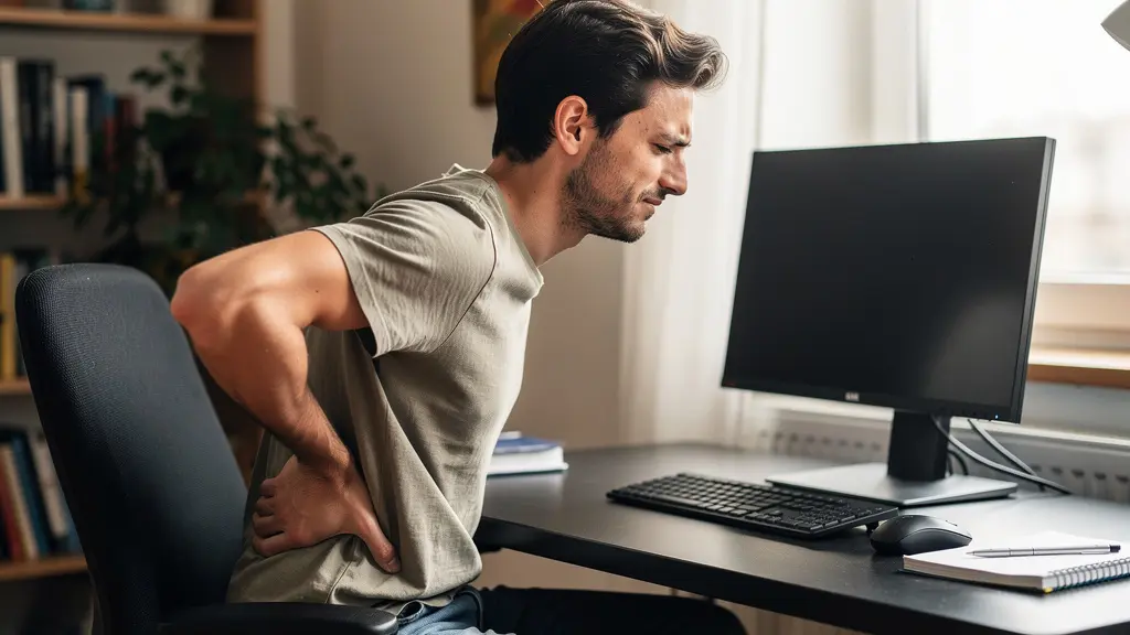 Joueur ressentant un inconfort au dos sur une chaise de bureau basique