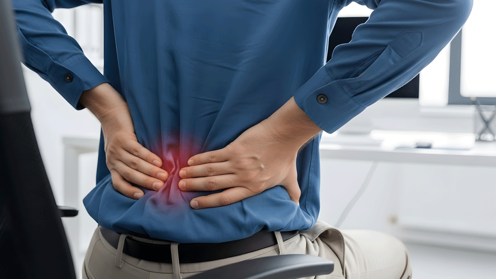 Joueur ressentant un inconfort au dos sur une chaise de bureau basique