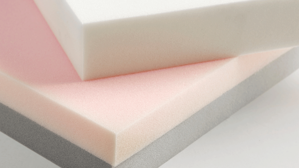 Comparaison entre mousse haute densité neuve et mousse écrasée après usage